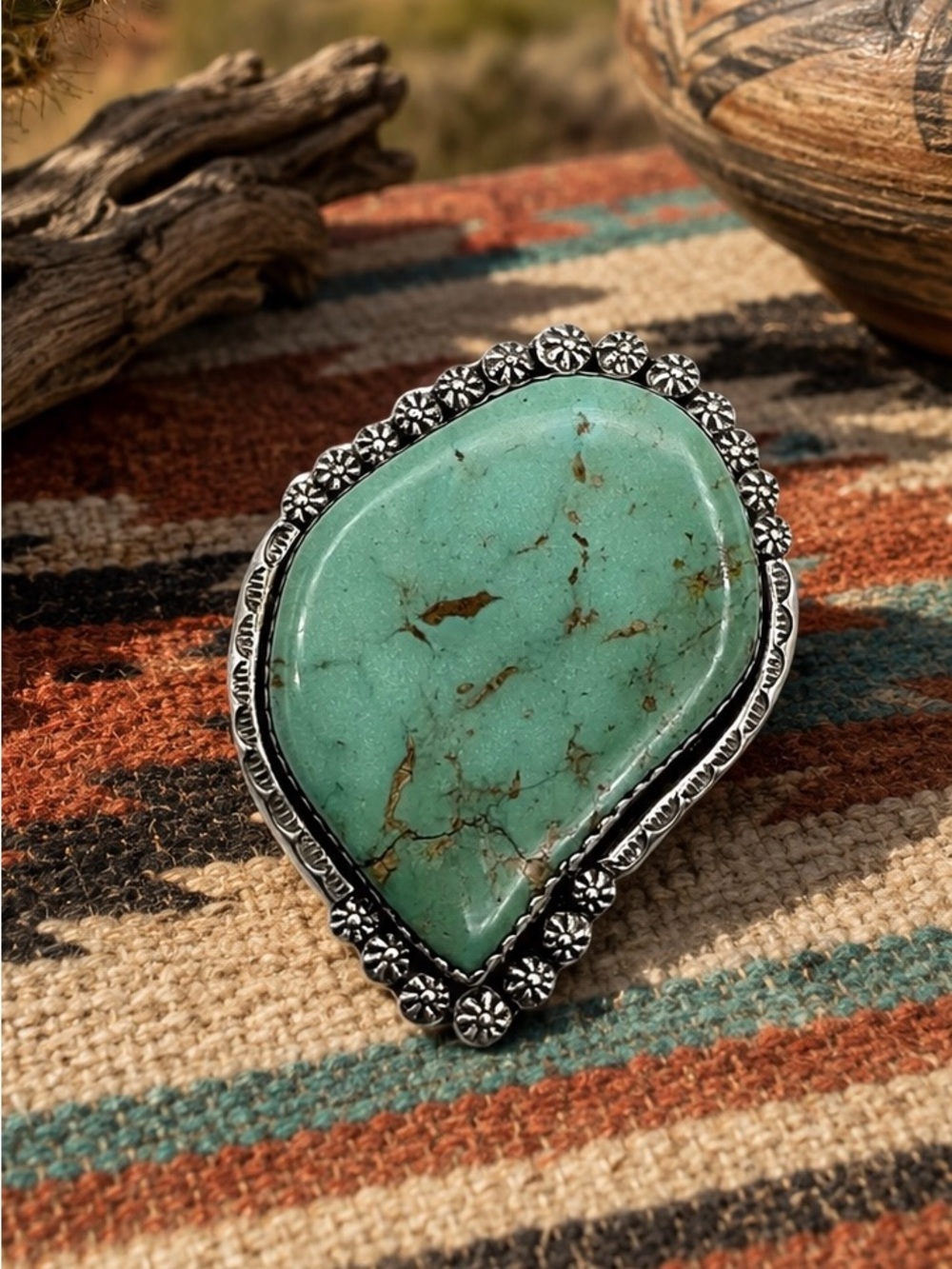 Wilber Wauneka Navajo Native American Sterling Silver Turquoise Enhancer Pendant